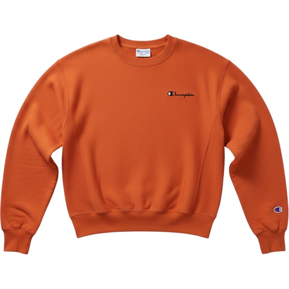 Champion Reverse Weave Coral Orange Crewneck Sweatshirt WL750 Womens Small Logo